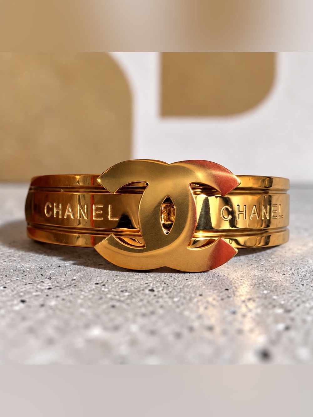 Double C logo Gold-Tone Stainless Steel Ring | NEW Size